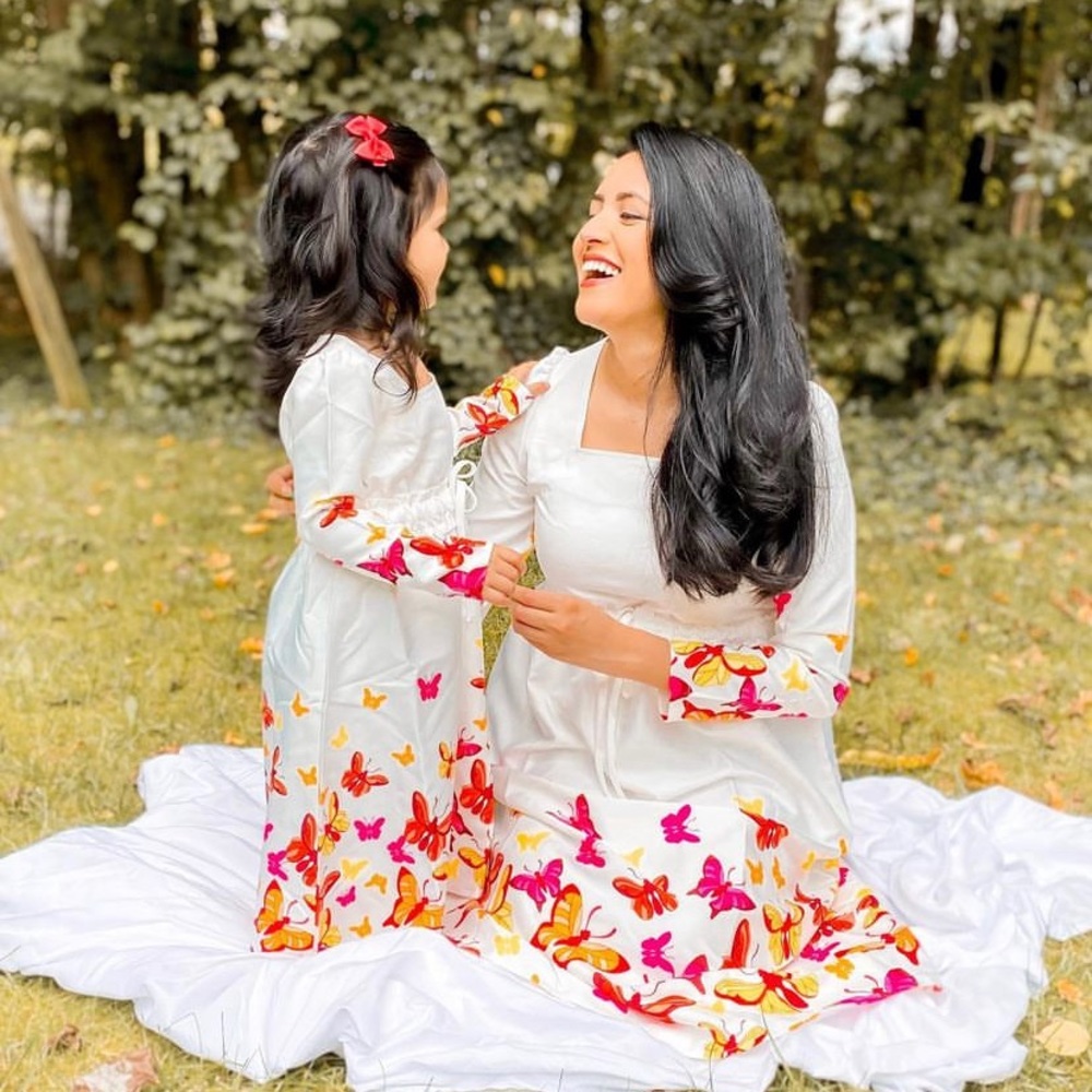 Beautiful butterfly matching dresses